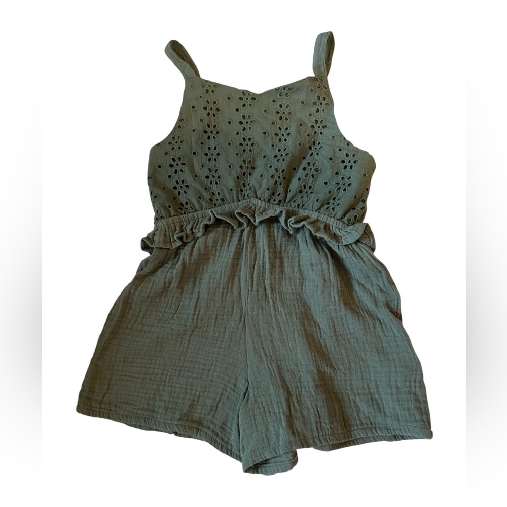 Toddler Green Eyelet Romper